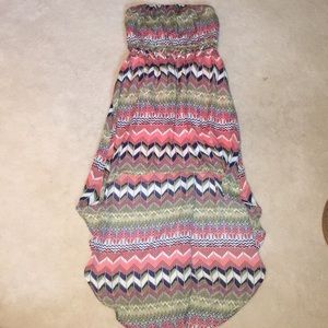 Forever 21 colorful strapless high low dress